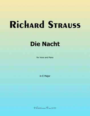 Book cover for Die Nacht, by Richard Strauss, in E Major