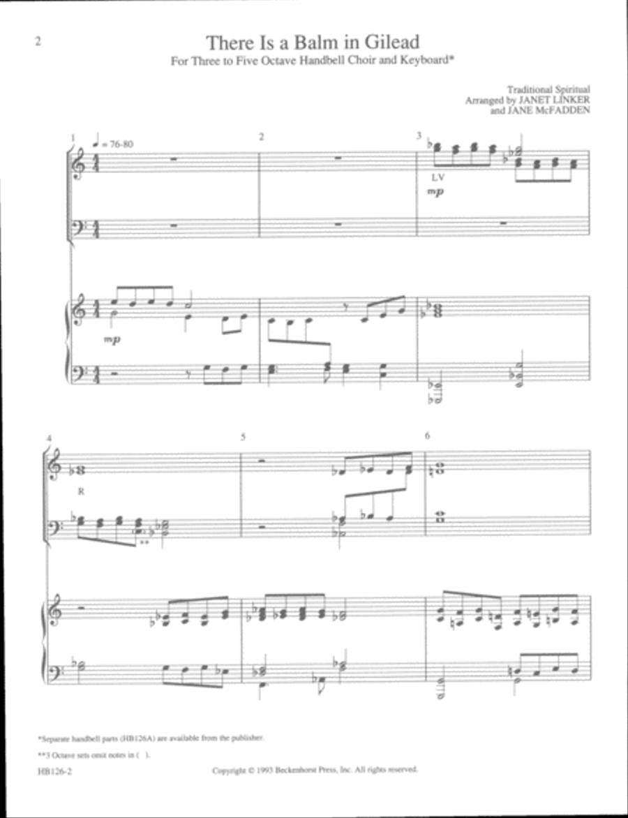There Is a Balm in Gilead - full score Handbell Choir scores gallery preview page 2