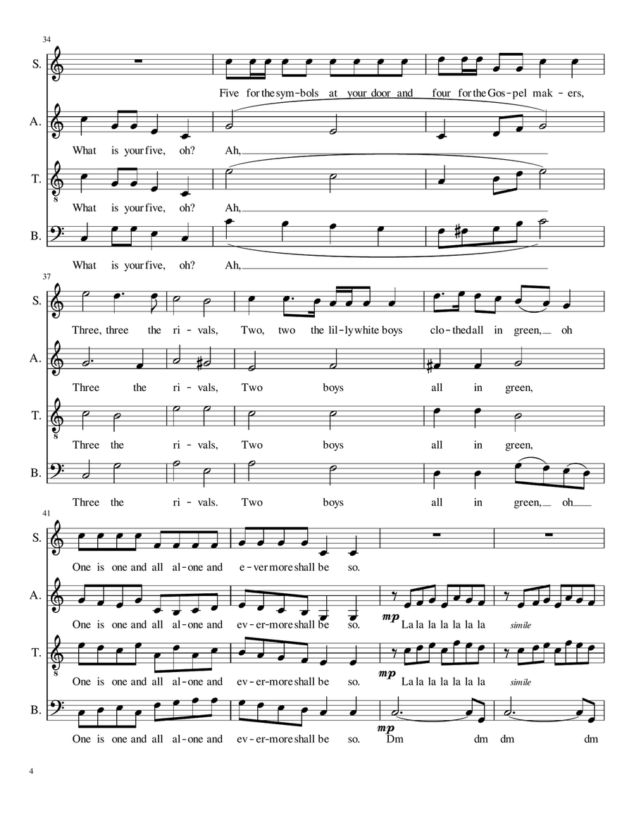 Green Grow the Rushes O Green Grow the Rushes O 4-Part scores gallery preview page 4