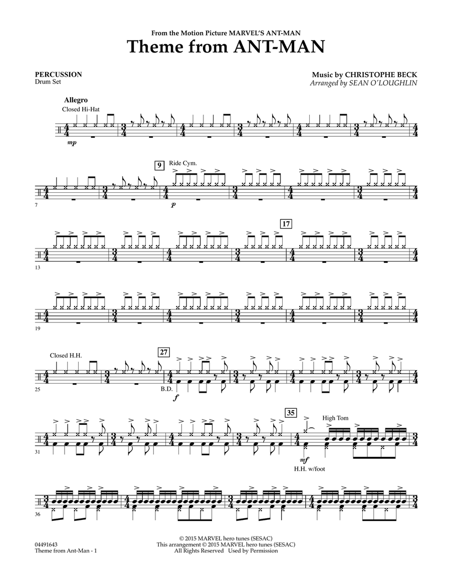 Theme from Ant-Man - Percussion Orchestra scores gallery preview page 1
