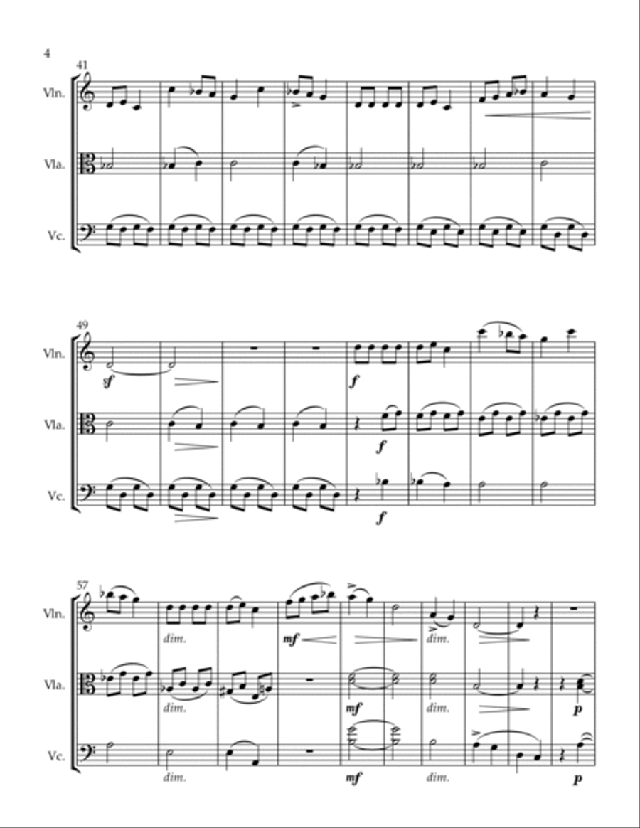 On the Banks of the Danube, The Highwayman and Arioso Lamentoso String Trio scores gallery preview page 4