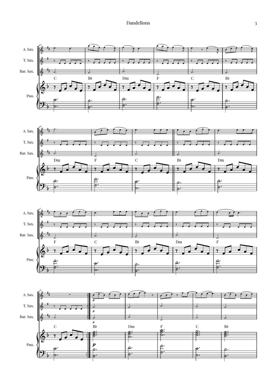 Dandelions Woodwind Trio scores gallery preview page 3