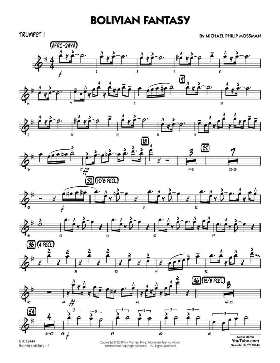 Bolivian Fantasy - Trumpet 1 Jazz Ensemble scores gallery preview page 1