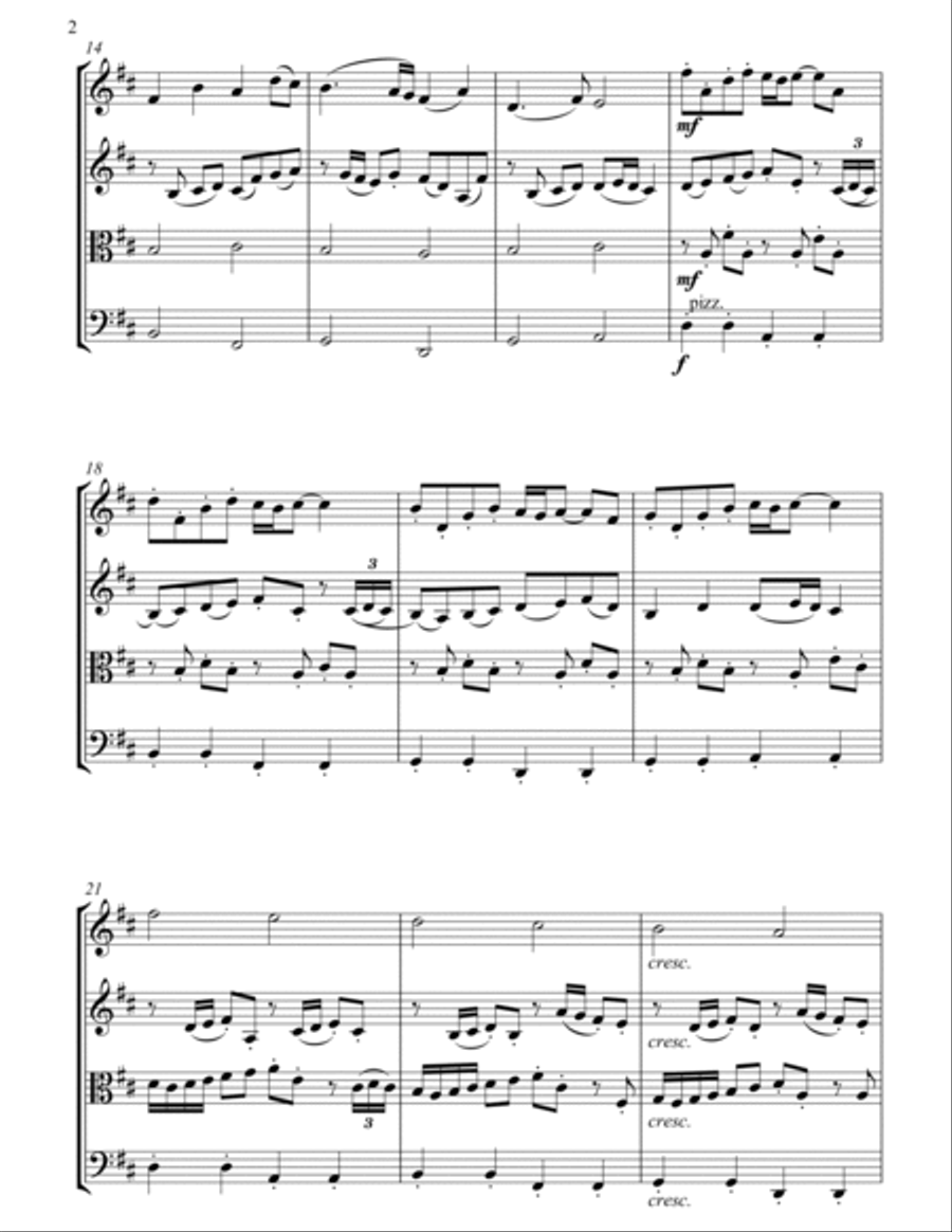 Canon in D-Weddind version for string quartet / optional part for Double Bass String Quartet scores gallery preview page 3