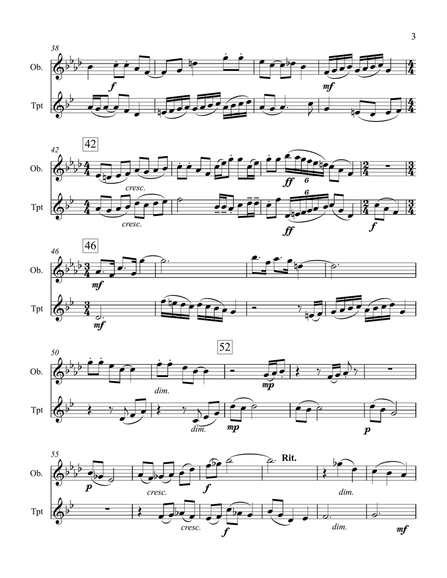 Three Flirtations for Oboe and Trumpet English Horn scores gallery preview page 3