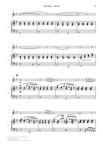 Caccini - Ave Maria - Violin and Piano (Full Score and Parts) image number null