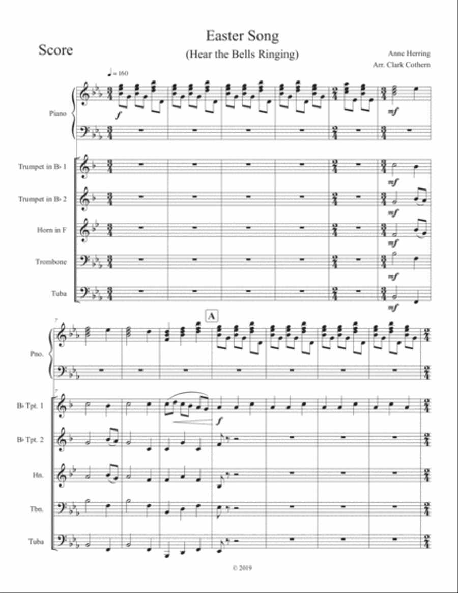 Easter Song Hear The Bells Ringing Brass Ensemble scores gallery preview page 1