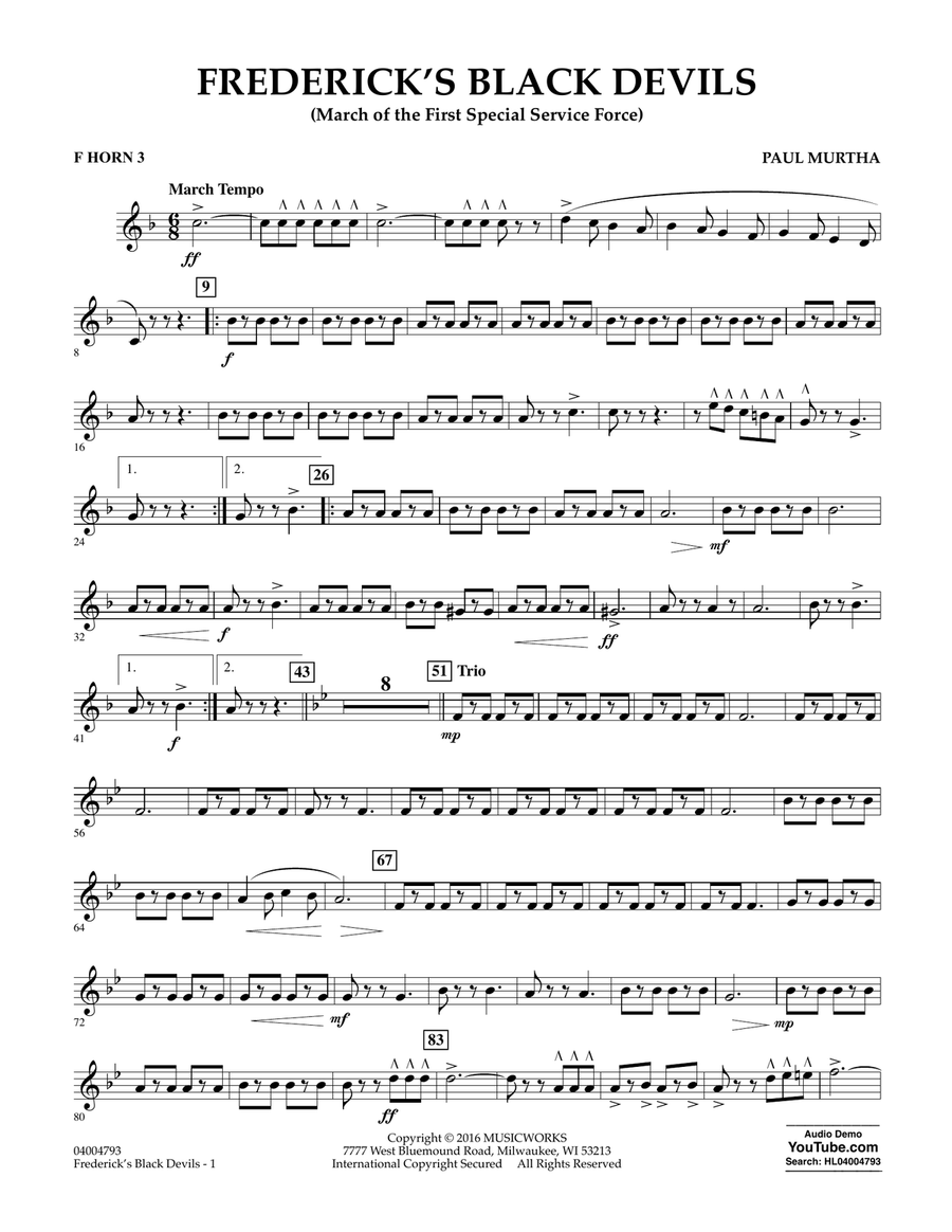 Frederick's Black Devils - F Horn 3
