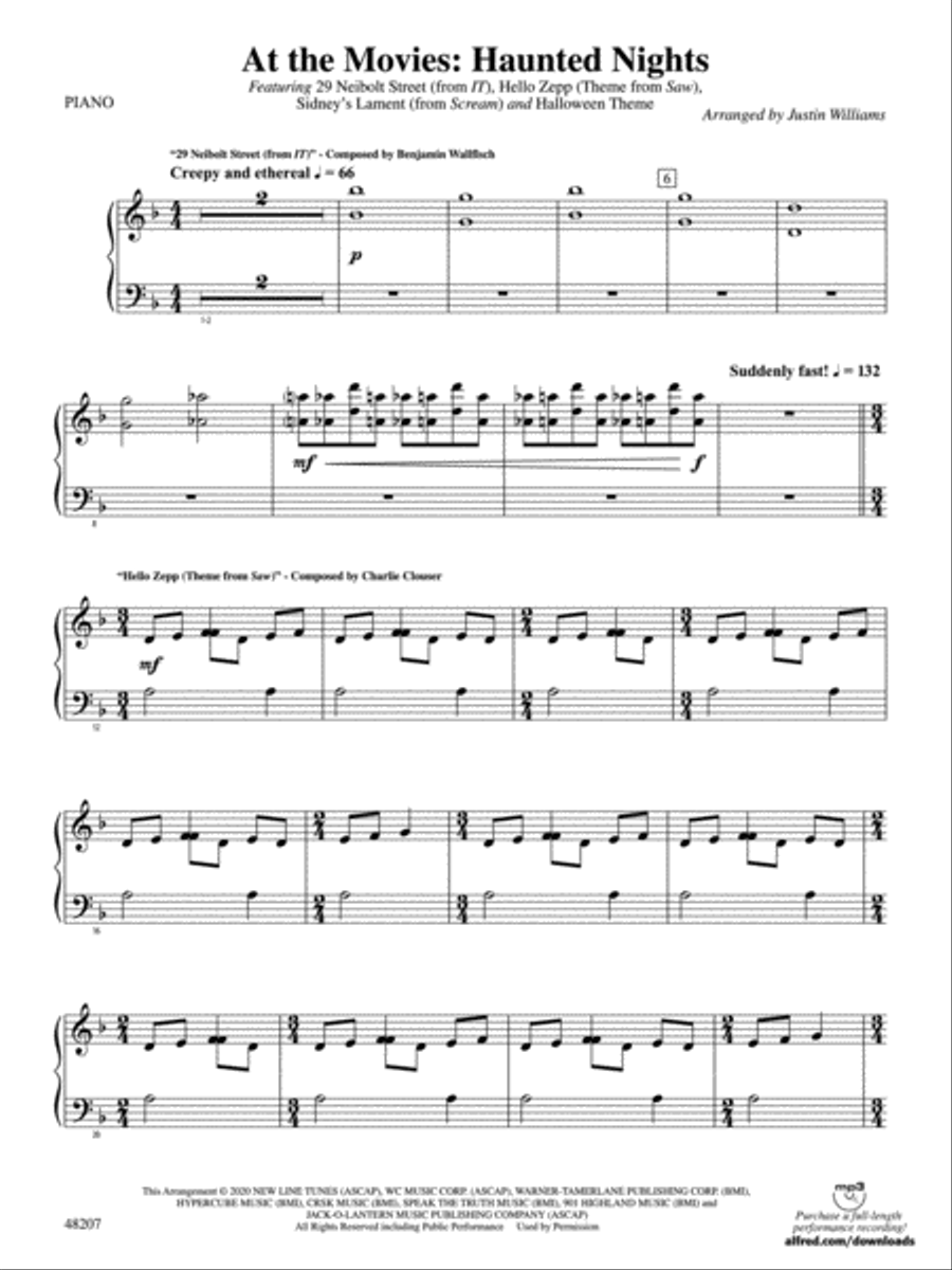 At the Movies: Haunted Nights: Piano Accompaniment Concert Band scores gallery preview page 1