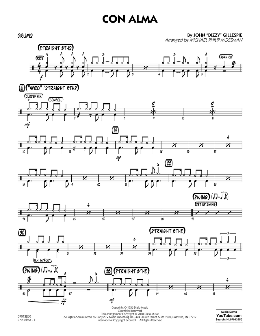 Con Alma (arr. Michael Mossman) - Drums Jazz Ensemble scores gallery preview page 1