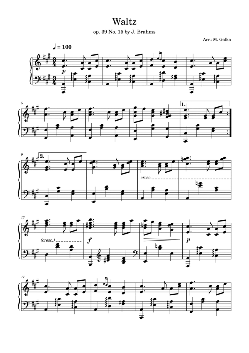 Waltz In G Major, Op. 39, No. 15 image number null