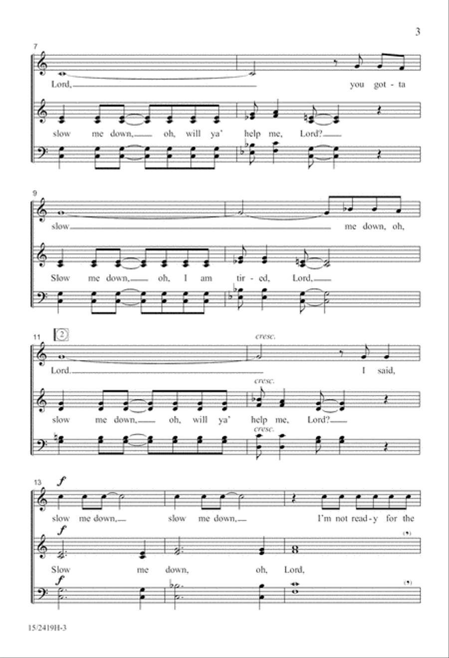 Slow Me Down, Lord Slow Me Down, Lord 4-Part scores gallery preview page 3