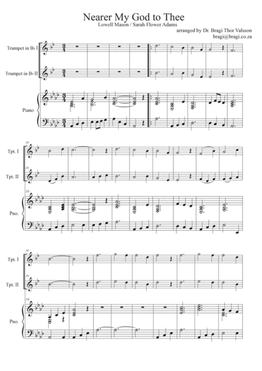Nearer My God To Thee - Trumpet duet with Piano accompaniment image number null