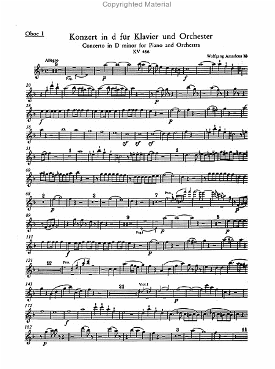 Concerto for Piano and Orchestra no. 20 in D minor K. 466 Flute scores gallery preview page 3