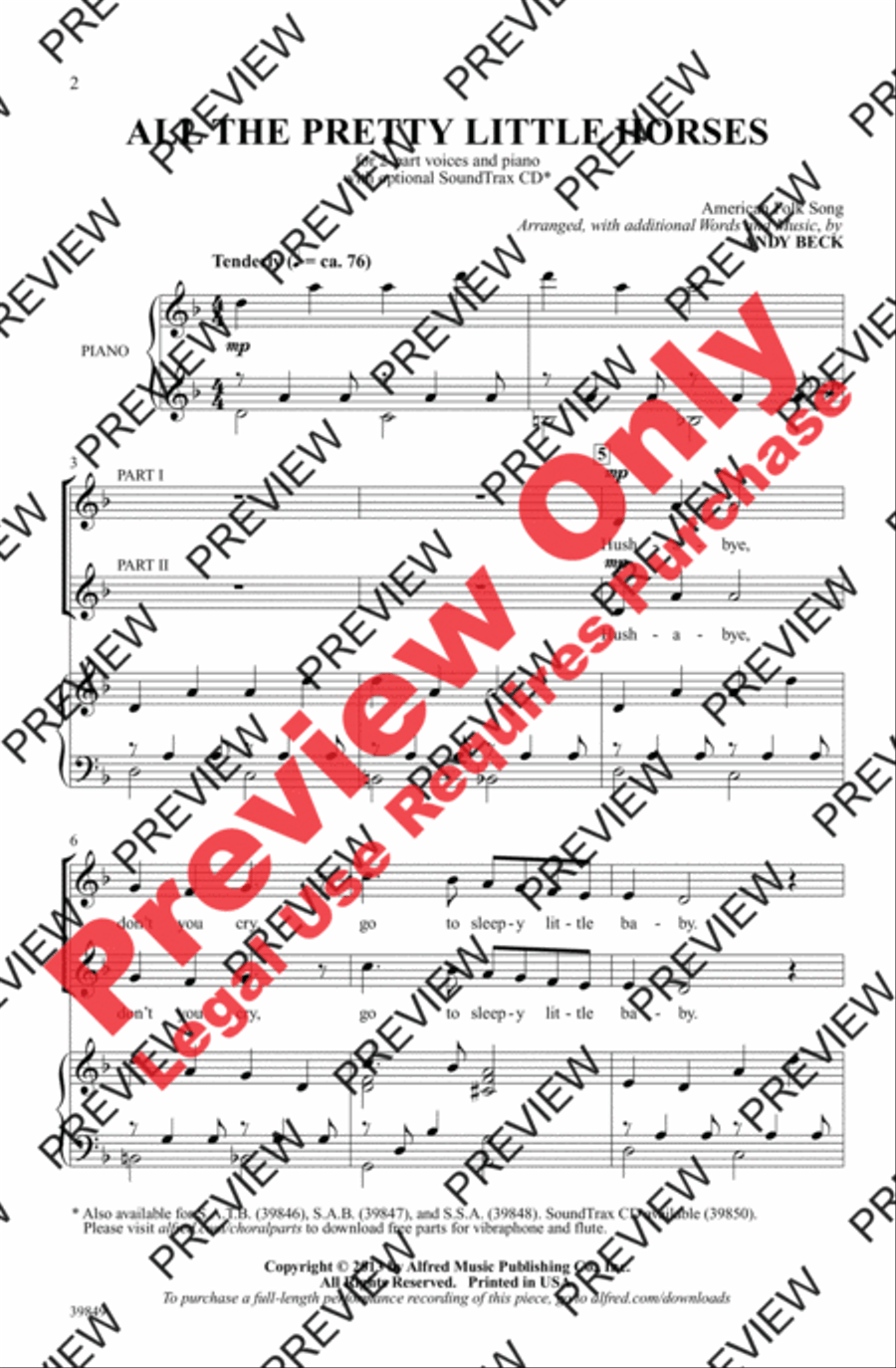 All the Pretty Little Horses 2-Part scores gallery preview page 2