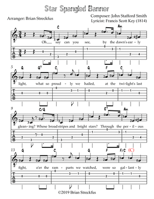 Star Spangled Banner (Guitar Sheet Music, Chords, Lyrics, and TAB)