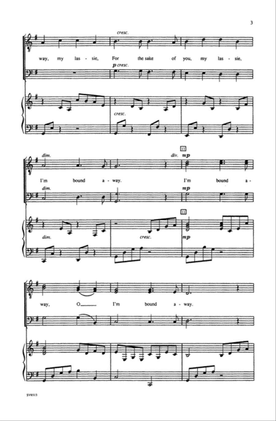 I'm Bound Away Men's Choir scores gallery preview page 3
