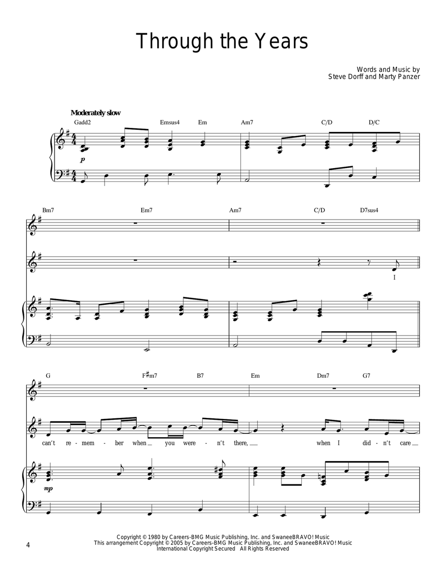 Through The Years Vocal Duet scores gallery preview page 1