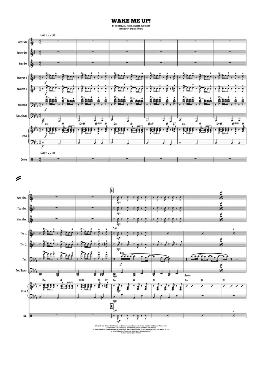 Wake Me Up Large Ensemble scores gallery preview page 1