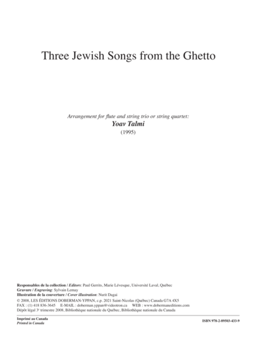 Three Jewish Songs from the Ghetto Flute scores gallery preview page 1