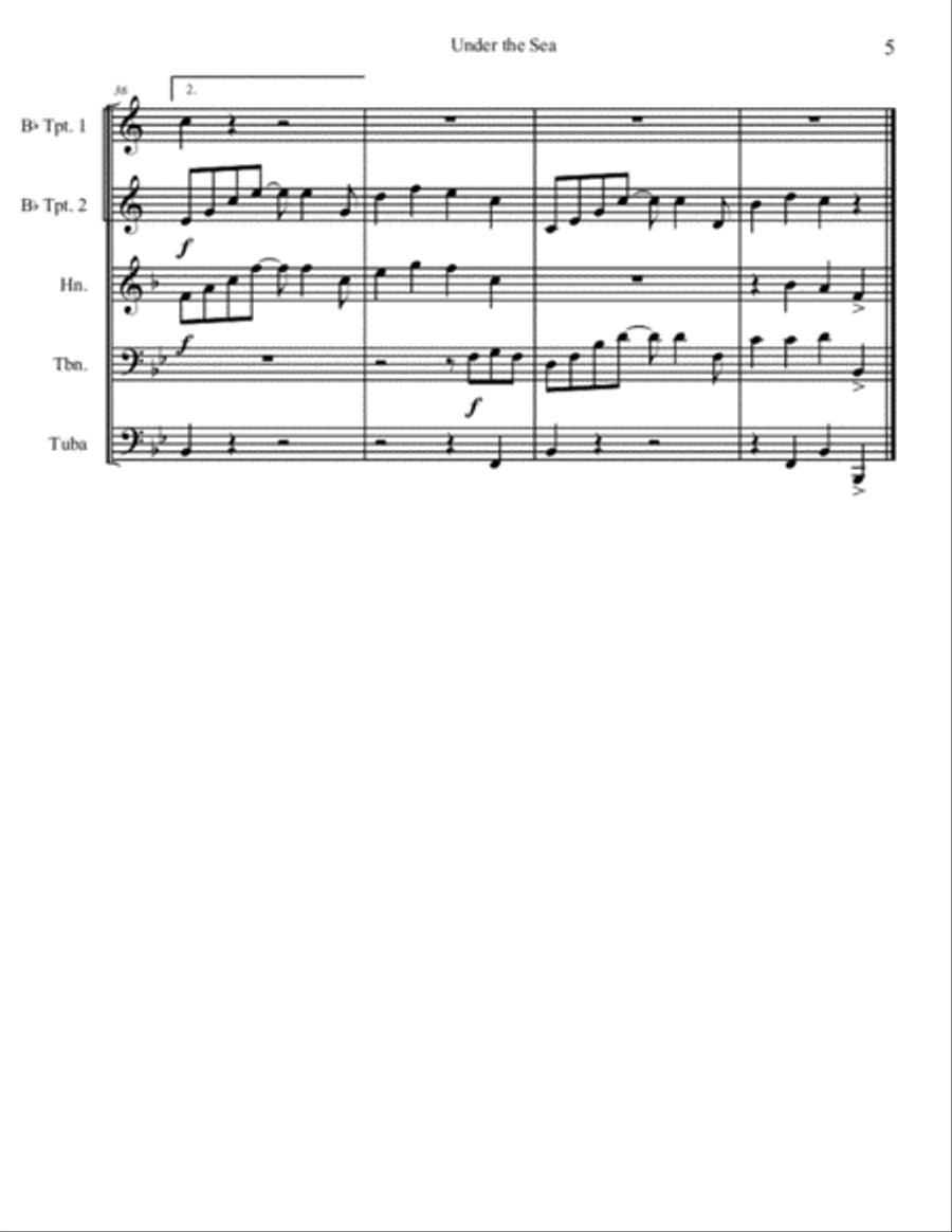 Under The Sea Brass Quintet scores gallery preview page 6
