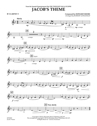 Jacob's Theme (from The Twilight Saga: Eclipse) - Bb Clarinet 3