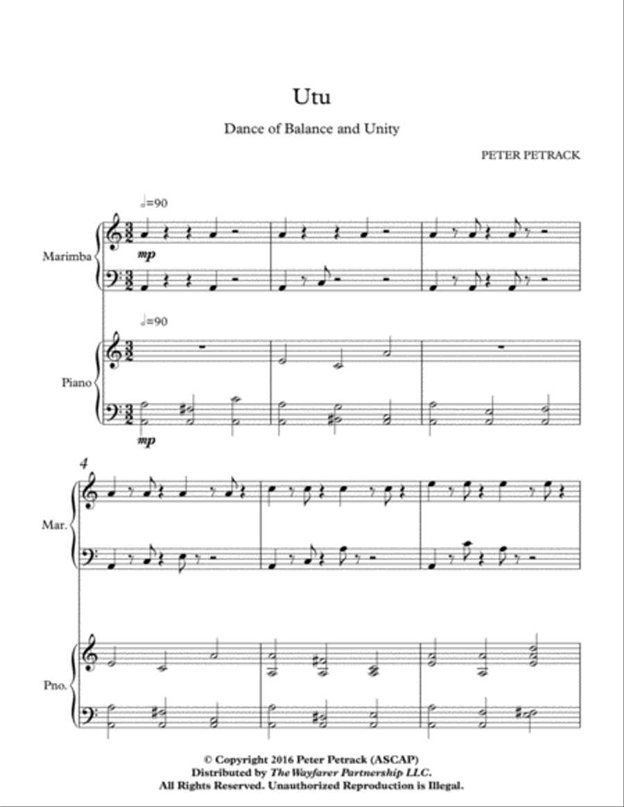 Utu - Dance of Balance and Unity Piano scores gallery preview page 1