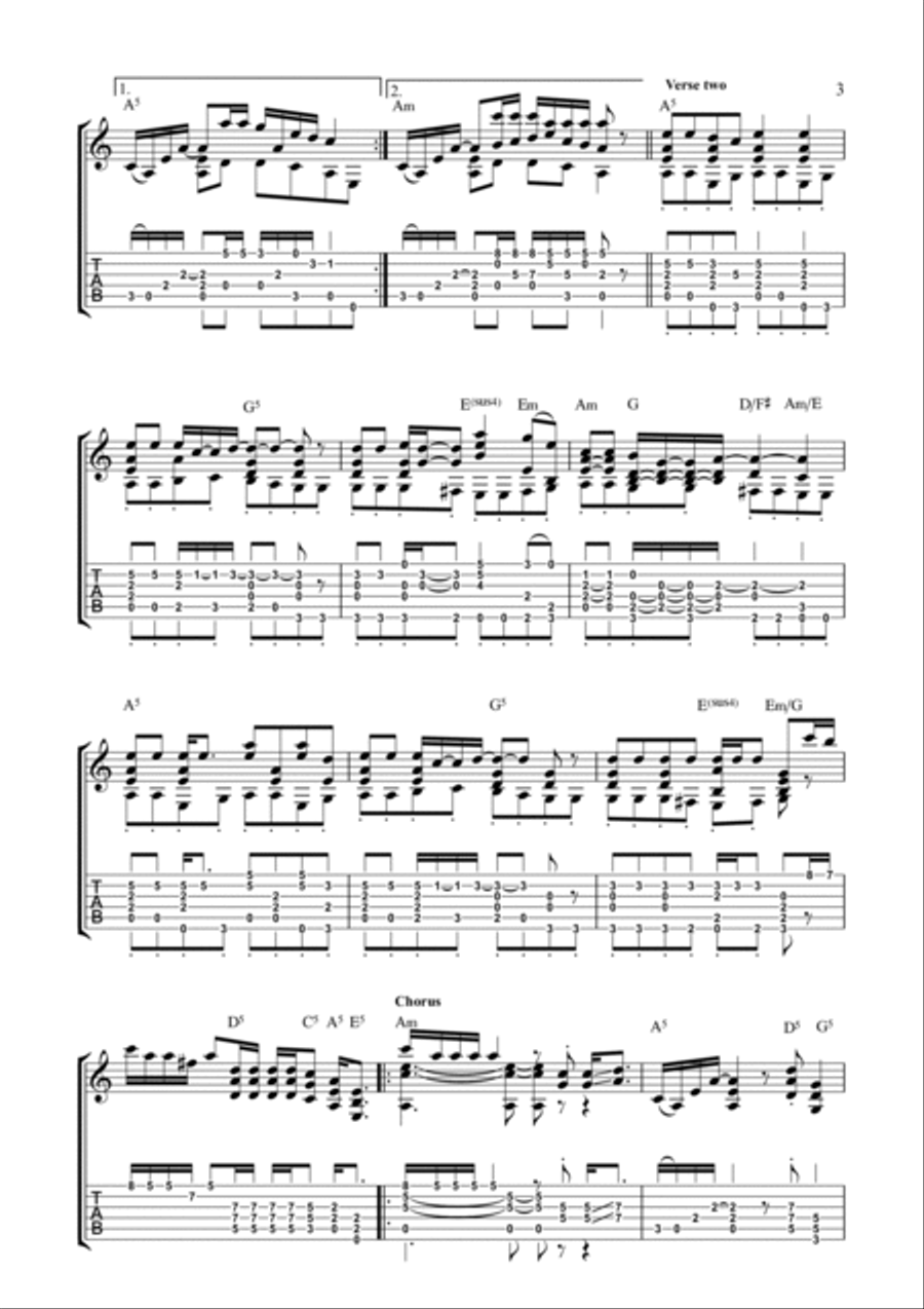 Shadow On The Wall Classical Guitar scores gallery preview page 3