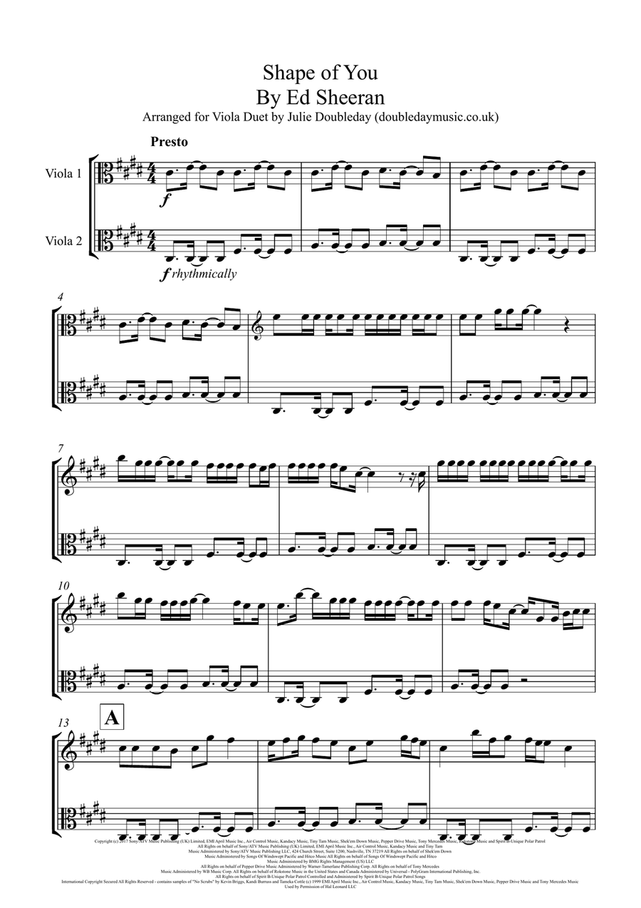 Shape Of You String Duet scores gallery preview page 1