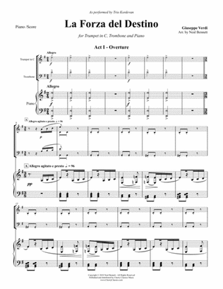 Book cover for La Forza del Destino (Force of Destiny) Overture for Trumpet, Trombone and Piano