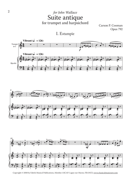 Carson Cooman - Suite antique (2008) for trumpet and Harpsichord