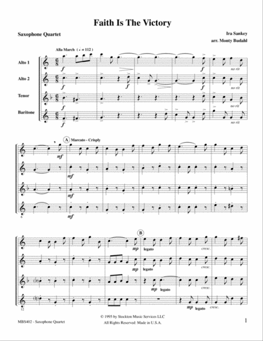 Faith Is The Victory Saxophone Quartet scores gallery preview page 2