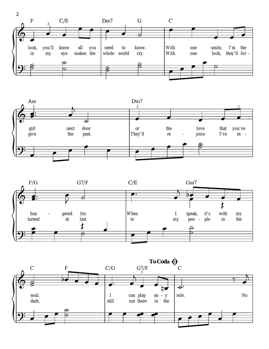 With One Look Easy Piano scores gallery preview page 2