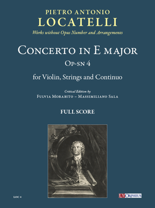 Concerto in E major Op-sn 4 for Violin, Strings and Continuo. Critical Edition