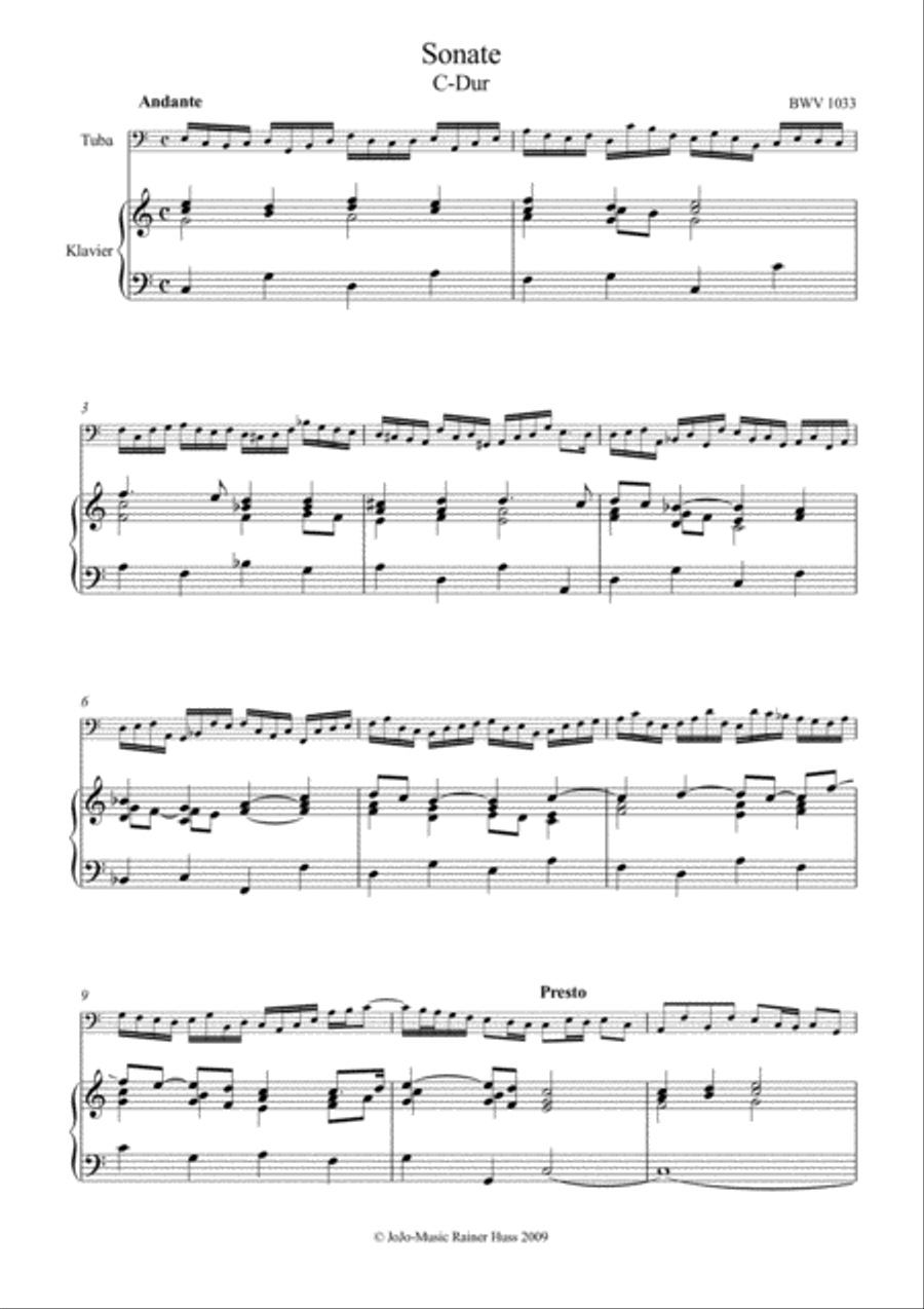 J.S.Bach Sonata in C, BWV 1033 Small Ensemble scores gallery preview page 2