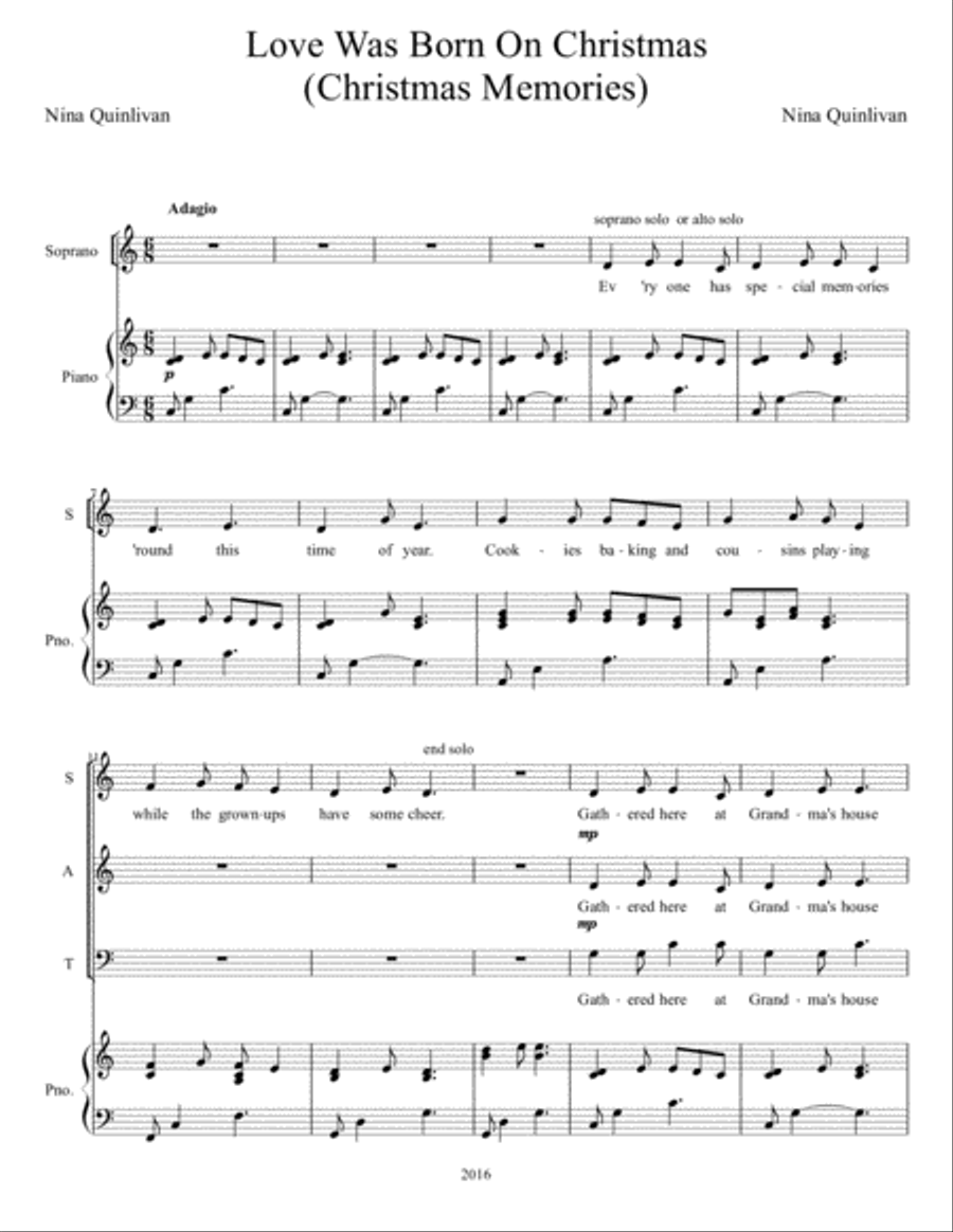 Love Was Born On Christmas (Christmas Memories) 4-Part scores gallery preview page 1