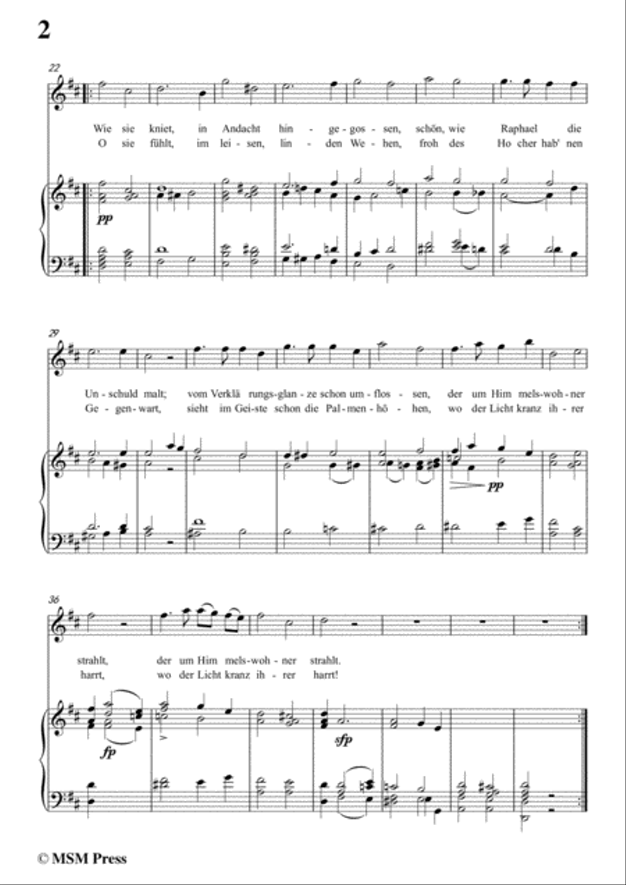 Schubert-Die Betende,in D Major,for Voice&Piano Voice scores gallery preview page 4