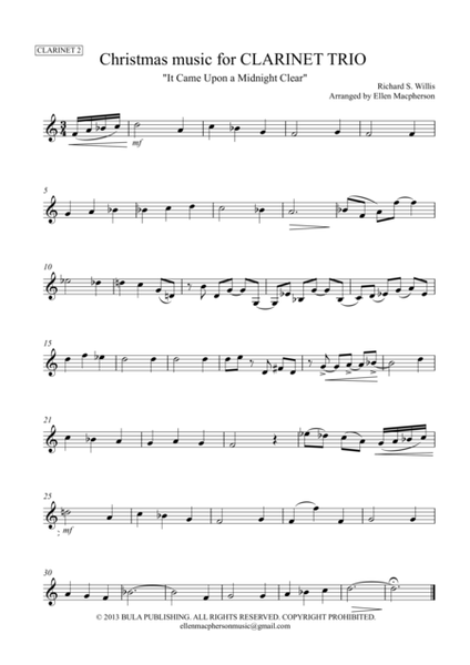 Christmas Music for Clarinet Trio - CLARINET 2 PART image number null