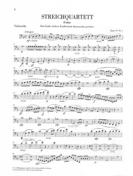String Quartets Op. 59, 74, 95 by Ludwig van Beethoven String Quartet - Sheet Music