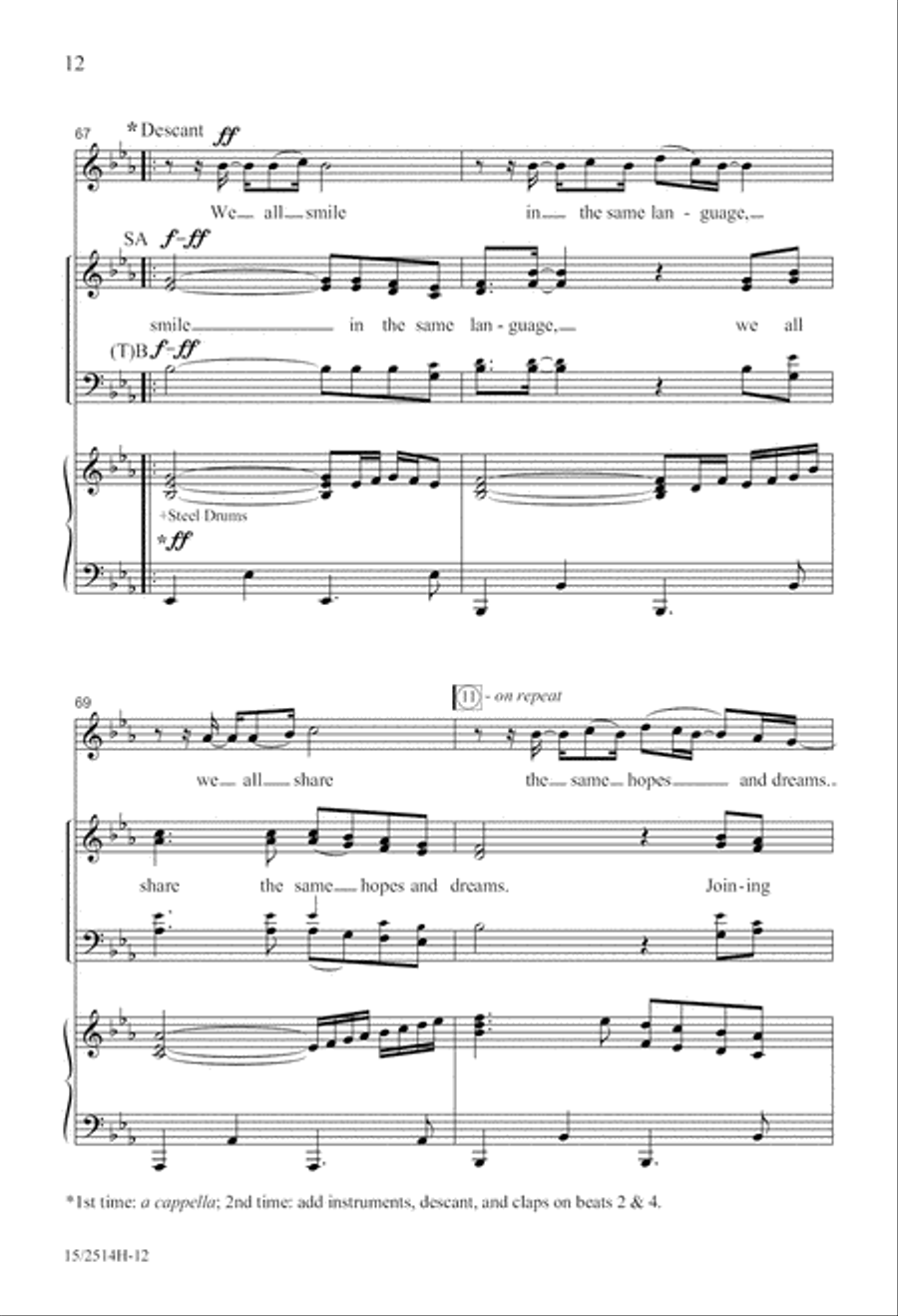 We All Smile in the Same Language 4-Part scores gallery preview page 12