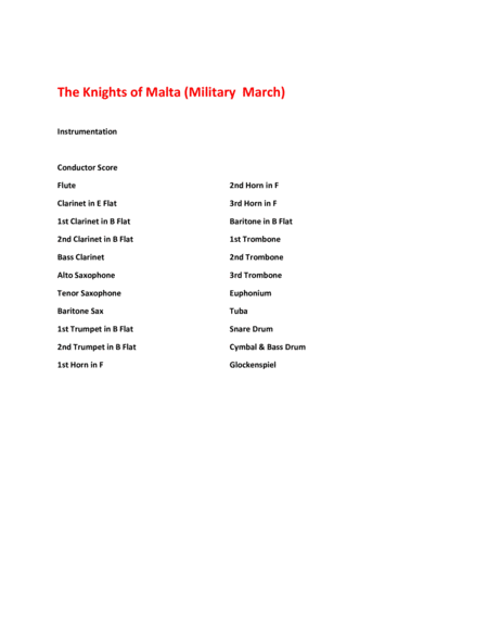 The Knights of Malta - For Pep Band; Concert Band; Marching Band image number null