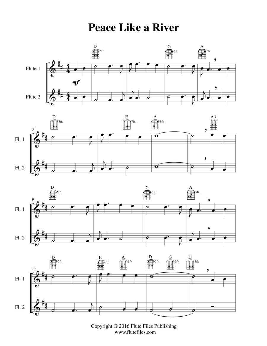 Peace Like a River - Flute Duet with Guitar Chords Flute Duet scores gallery preview page 3