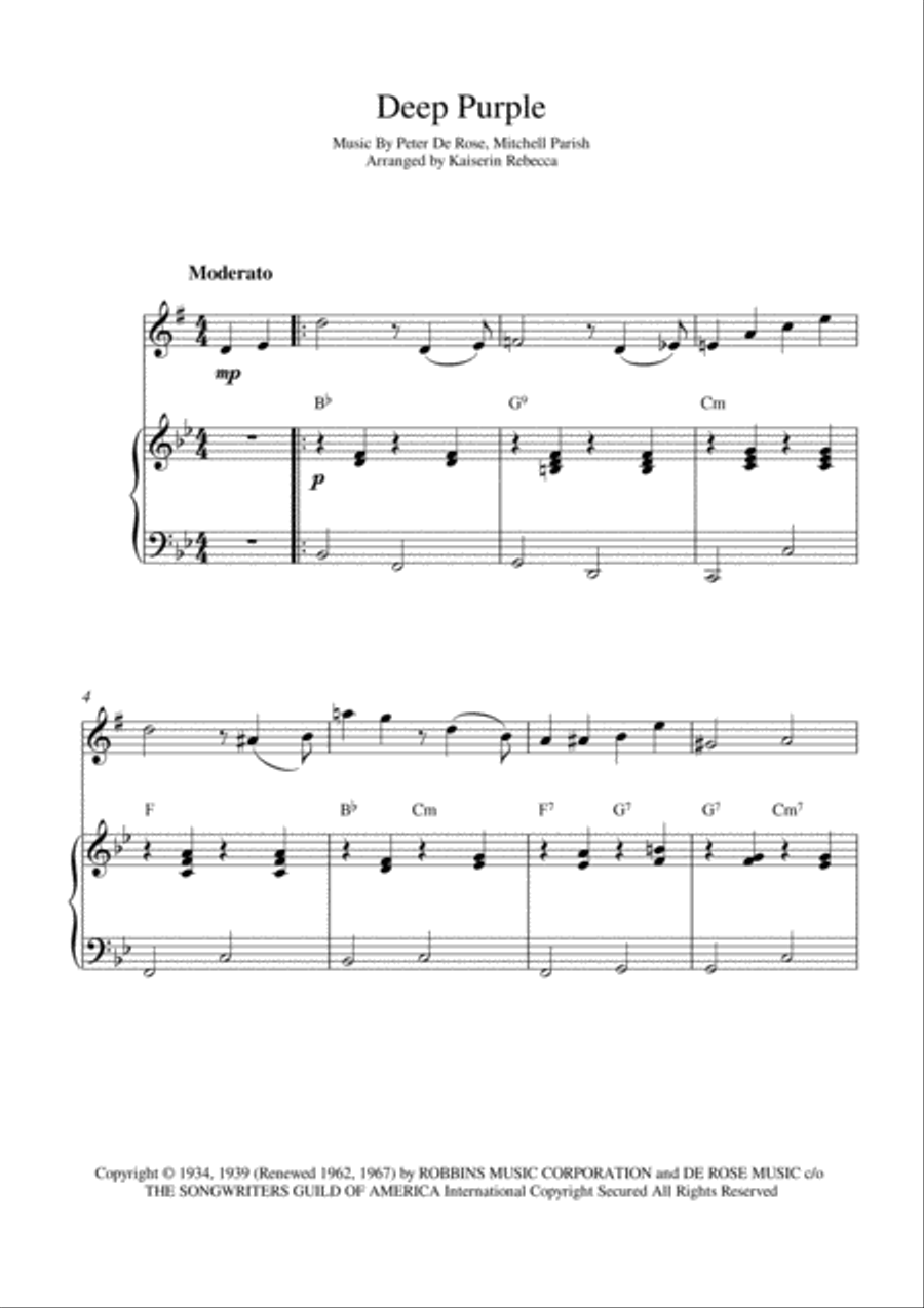 Deep Purple Alto Saxophone scores gallery preview page 1