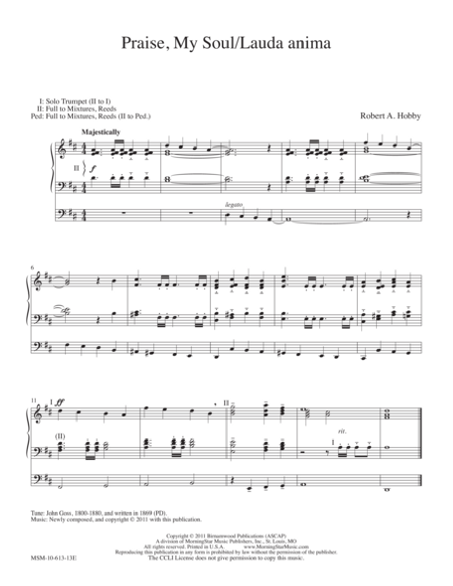 Praise, My Soul/Lauda anima Organ scores gallery preview page 1