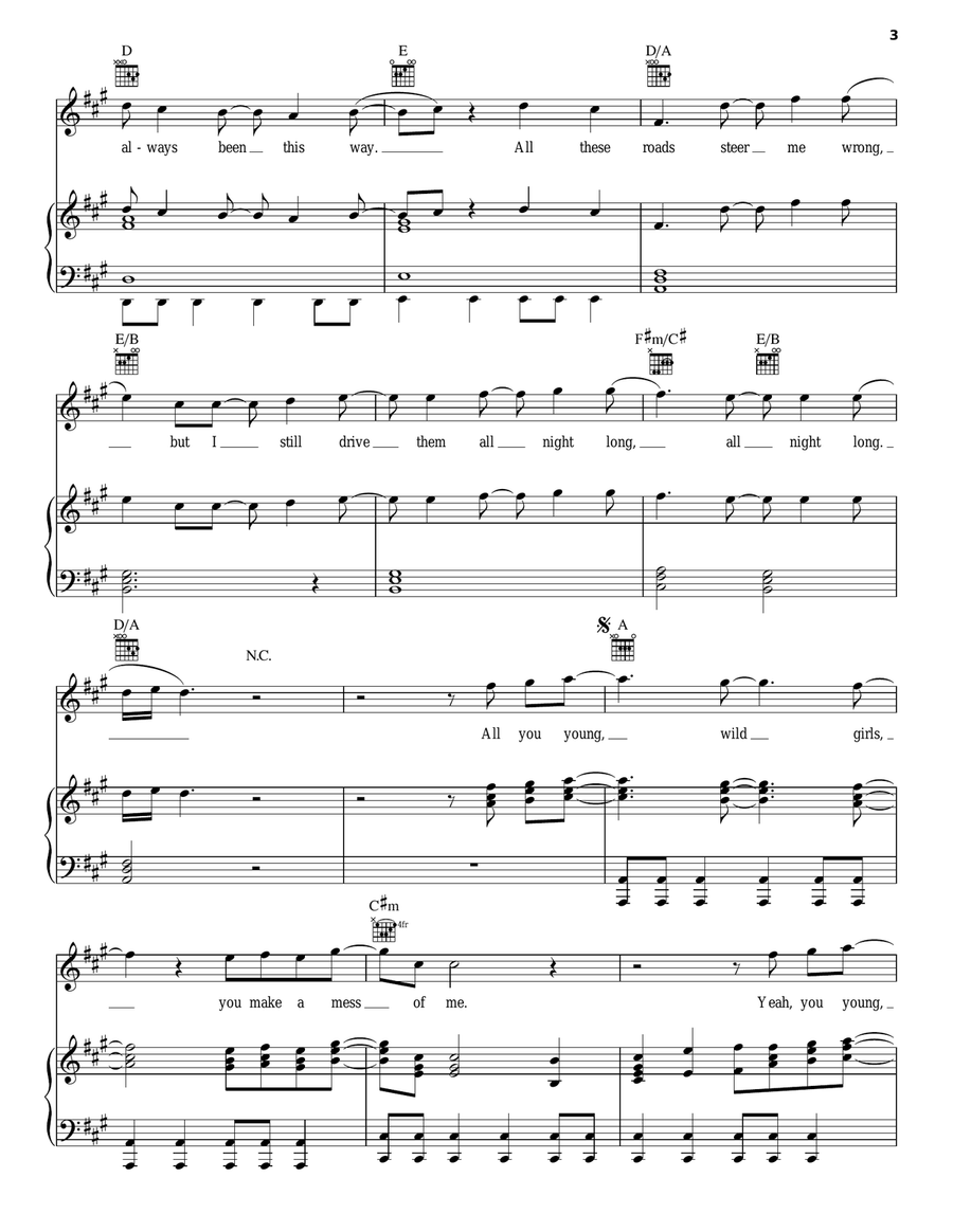 Young Girls Piano, Vocal, Guitar scores gallery preview page 3
