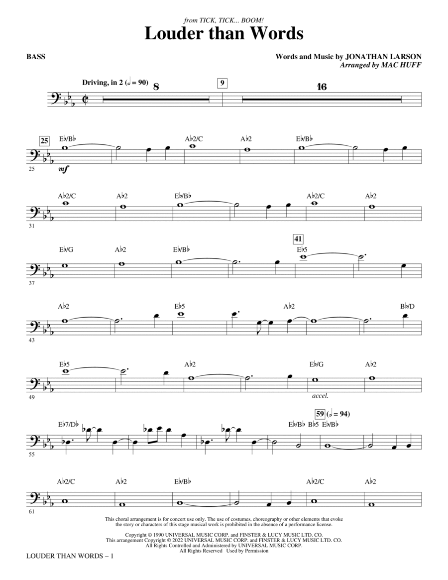 Louder Than Words (from tick, tick... BOOM!) (arr. Mac Huff) - Bass Choir scores gallery preview page 1