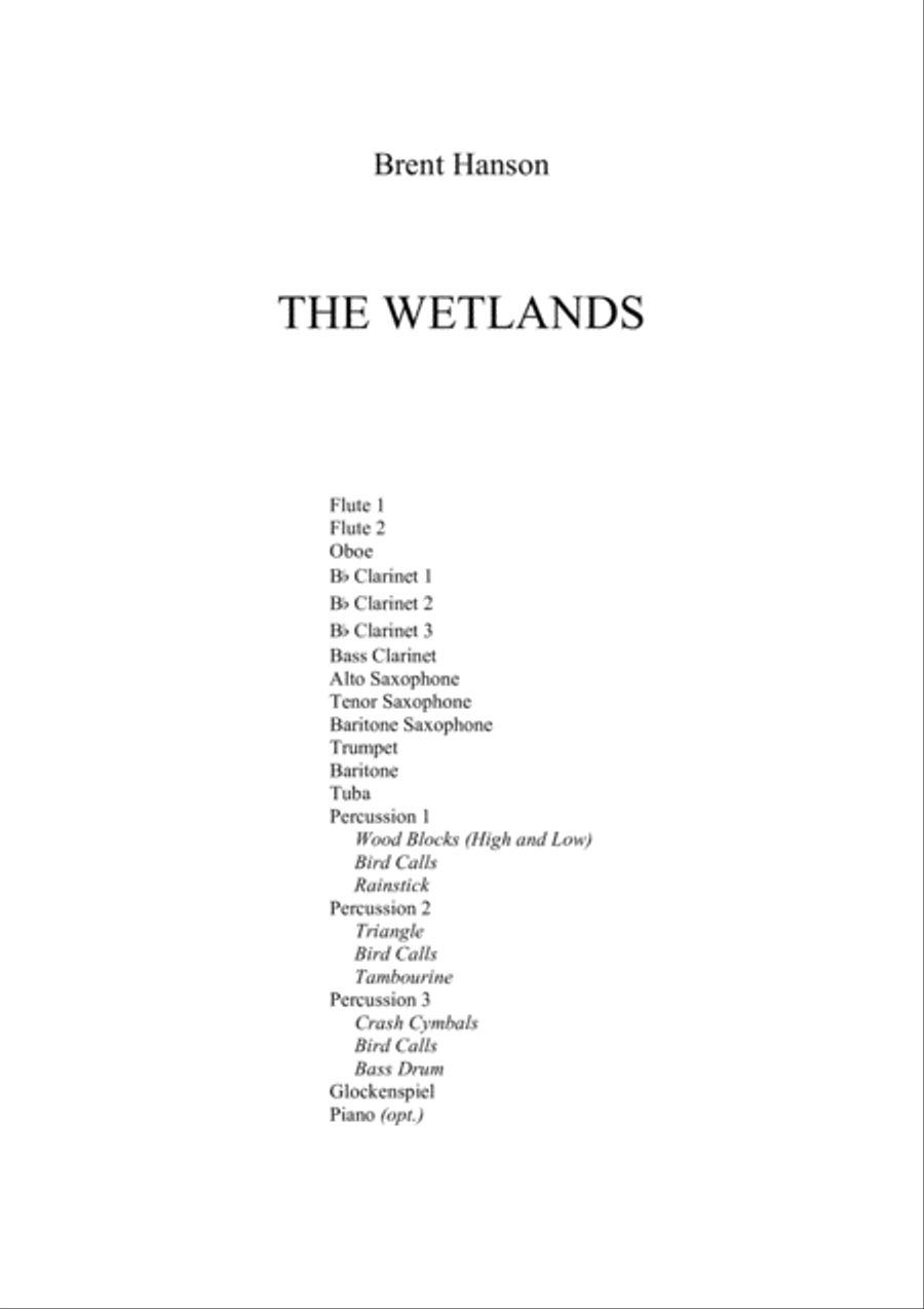 The Wetlands (Score and Parts) Concert Band scores gallery preview page 1