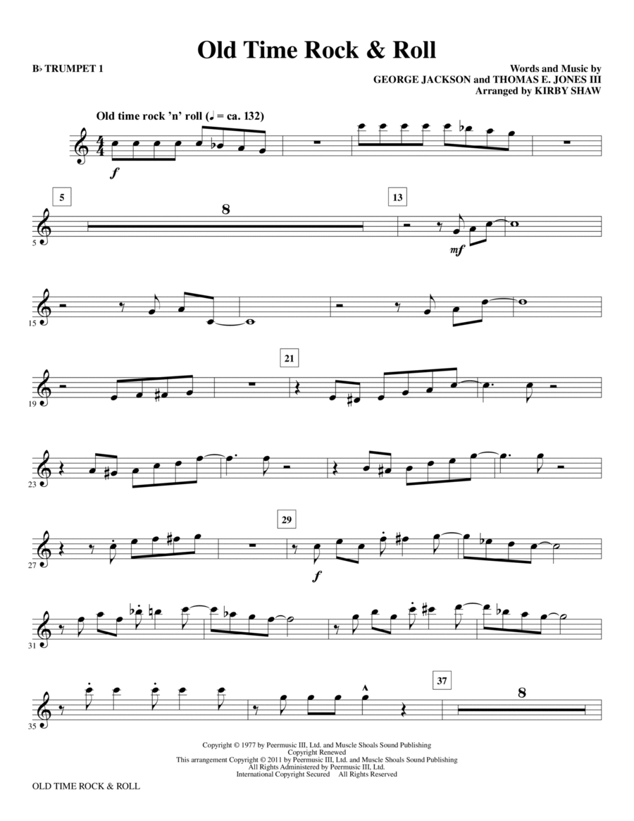 Old Time Rock & Roll - Bb Trumpet 1 Choir scores gallery preview page 1
