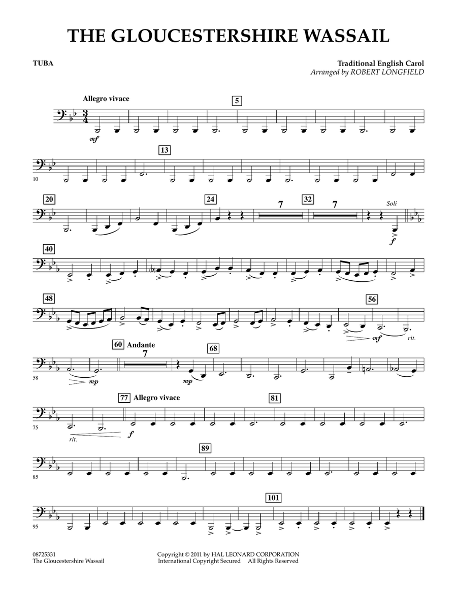 The Gloucestershire Wassail - Tuba Concert Band scores gallery preview page 1