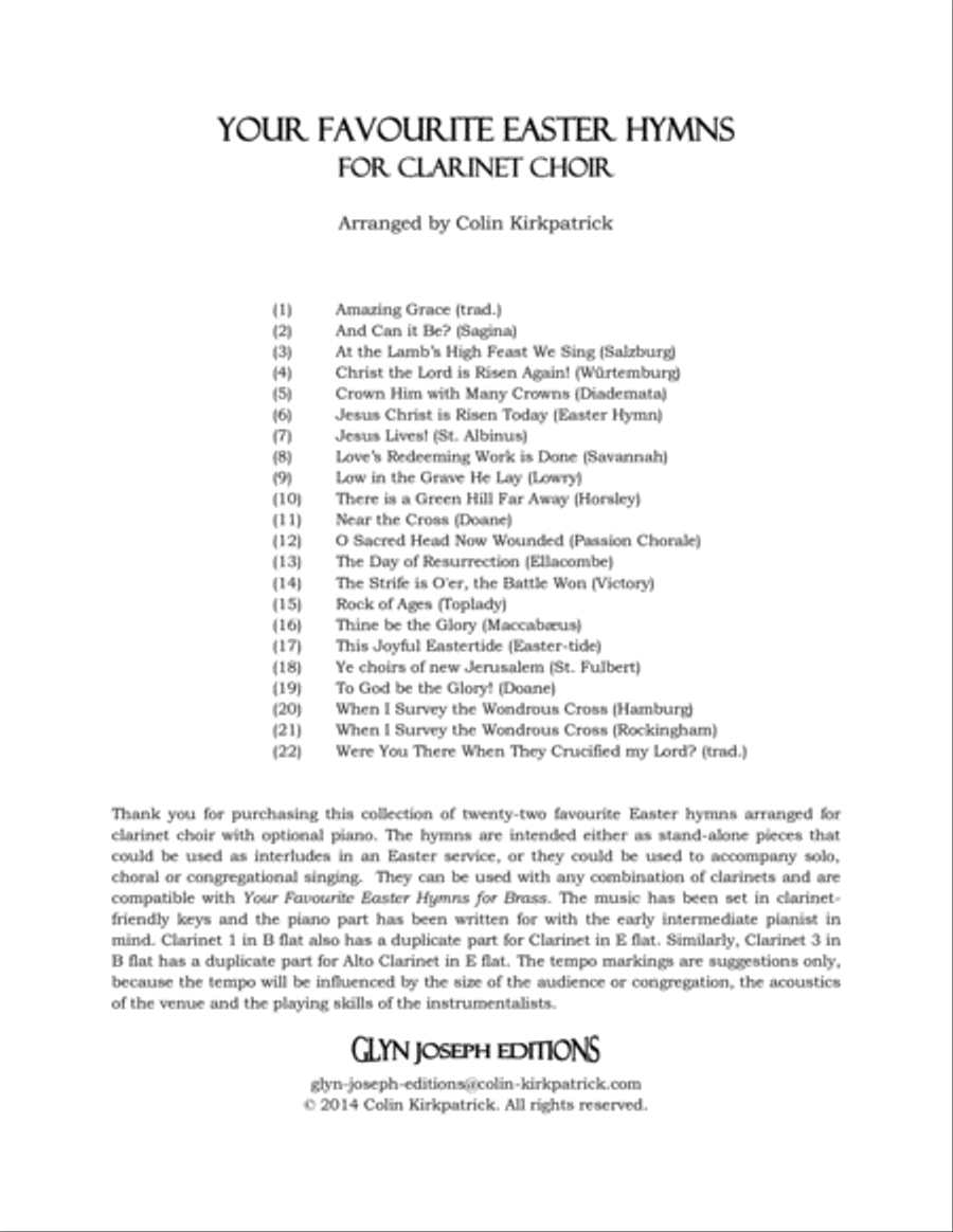 Your Favourite Easter Hymns for Clarinet Choir Woodwind Quartet scores gallery preview page 2